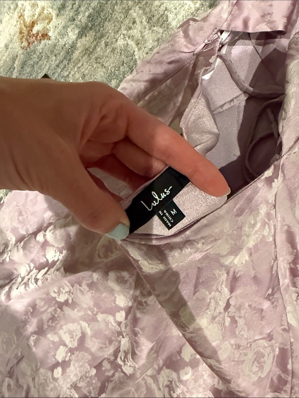 Lavender Floral Satin Maxi Dress - Picture 3 of 4